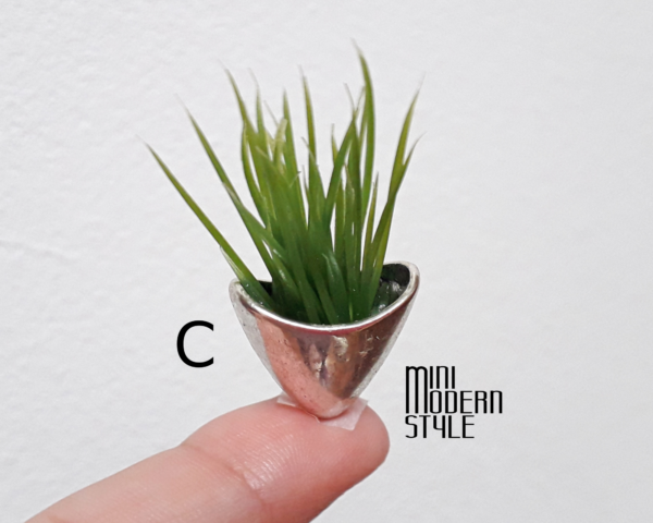Vaso metallo con pianta artificiale - immagine 5